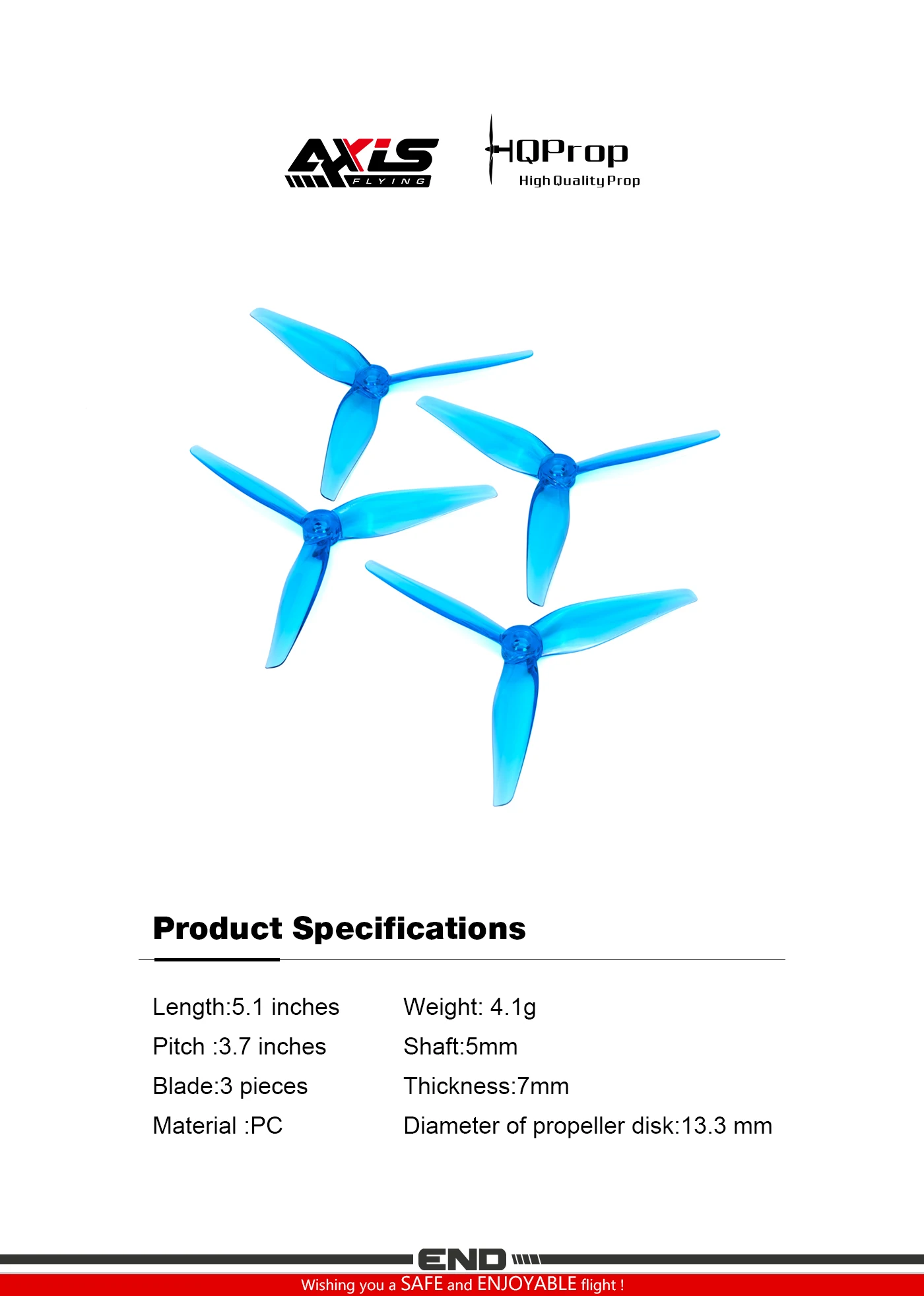 HQ Prop 5.1X3.7X3 R37 5137 5inch 3blade/tri-blade propeller prop for FPV