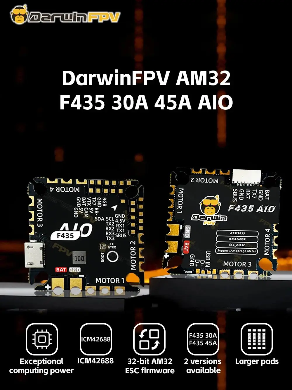 DarwinFPV F435 45A AM32 AIO High-Performance Flight Master DarwinFPV F435 45A AM32 AIO High-Performance Flight Master