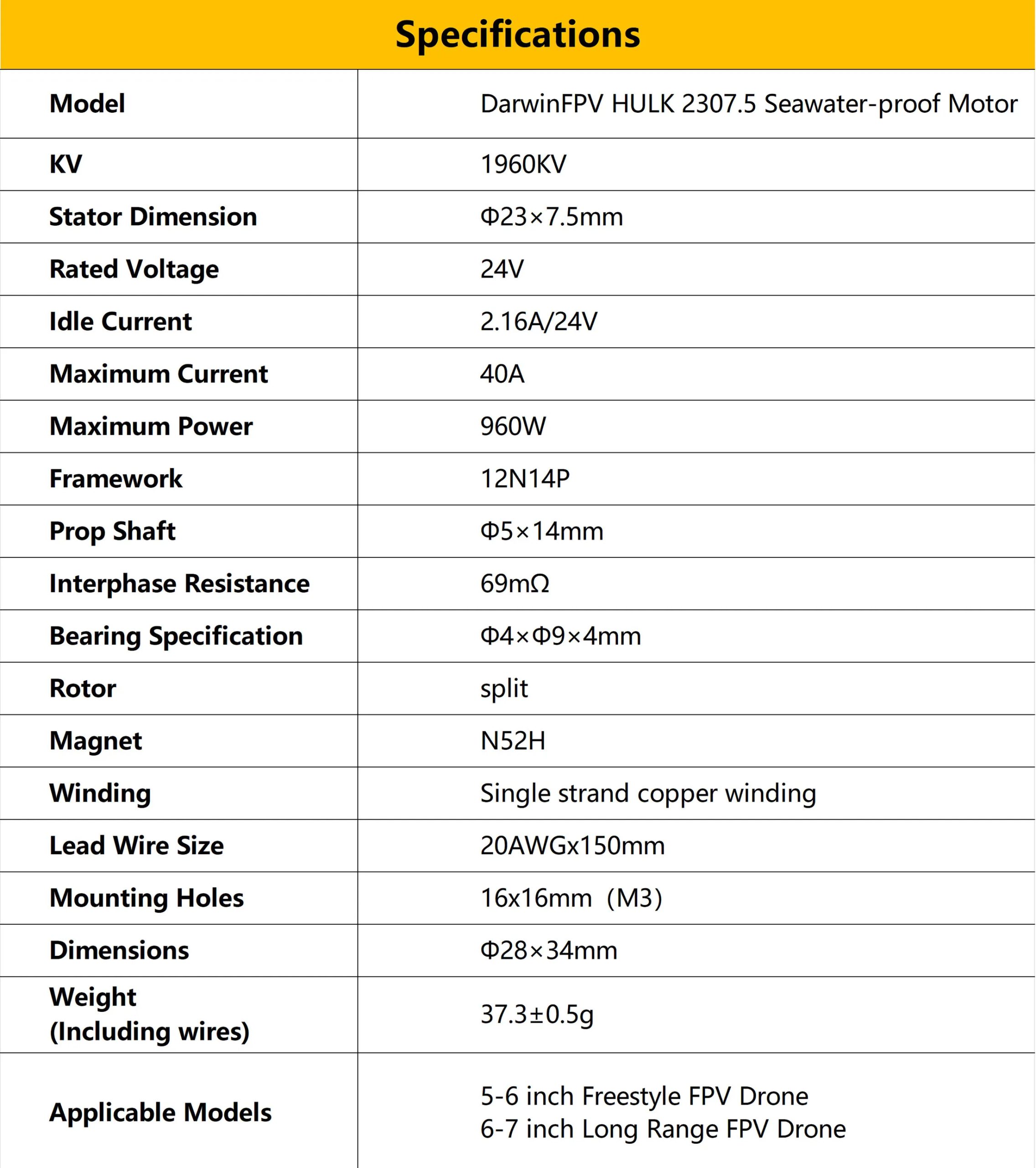 DarwinFPV 2307.5 V2 1960KV Brushless Seawater-proof Motor RC Drone FPV Racing Multirotor Parts Accessories Hot Sale