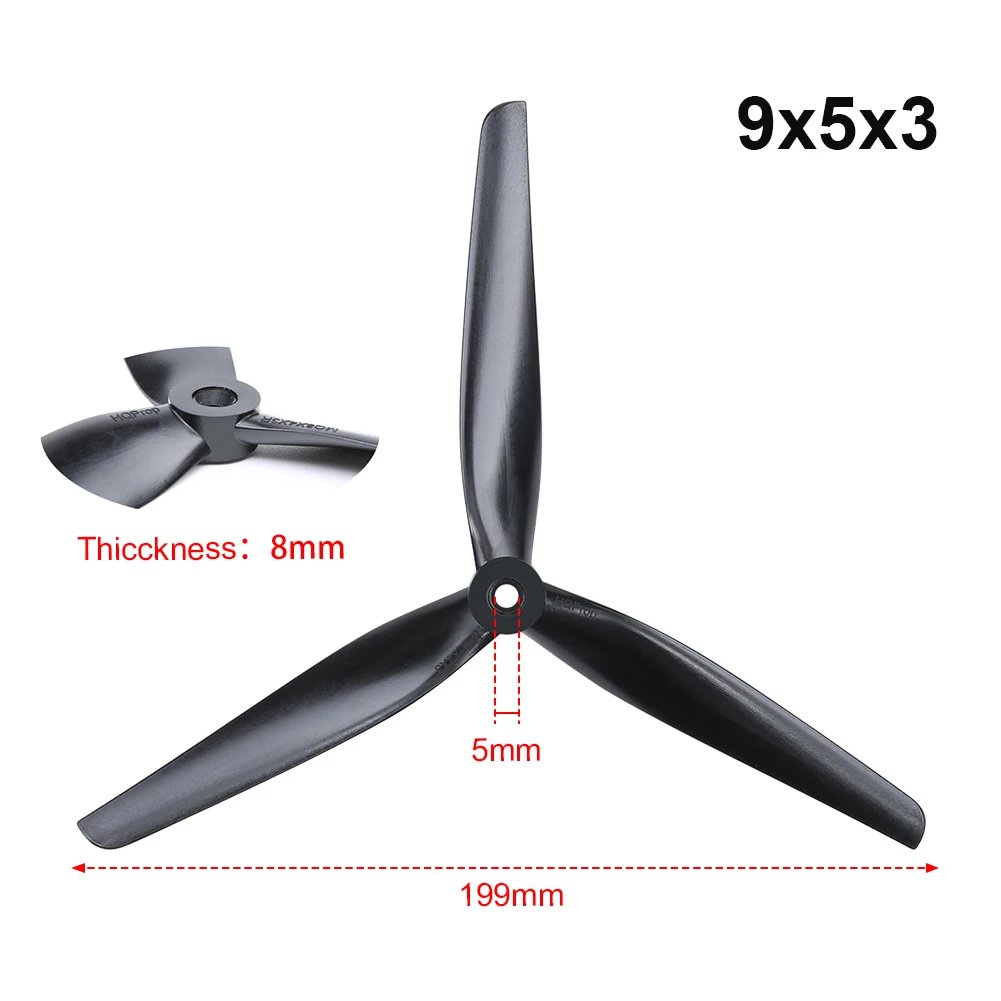 HQ Prop 10x5x3 1050 9x5x3 9050 Propellers 3 Blade Black-Glass Fiber Reinforced Nylon CW CCW 10inch 9inch FPV Propeller