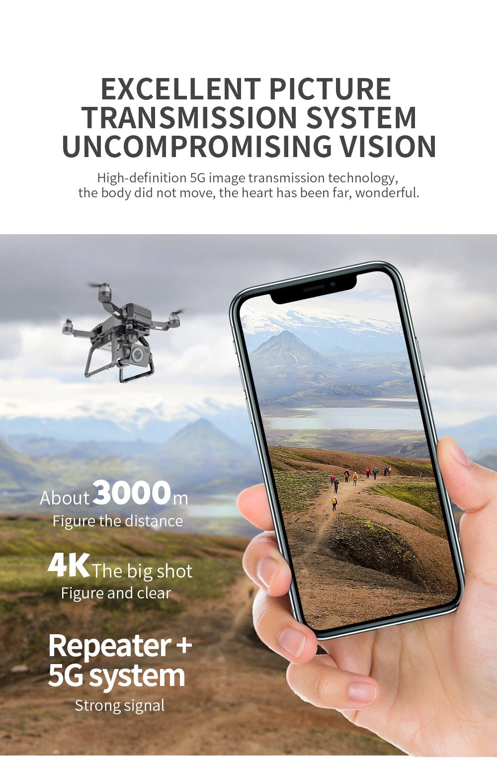 RC Dron 5G Wifi GPS Drones with 4k Camera 3-Axis ANTI-SHAKE Gimbal 25min Brushless Motor 3KM Long Range Quadcopter FPV Drone