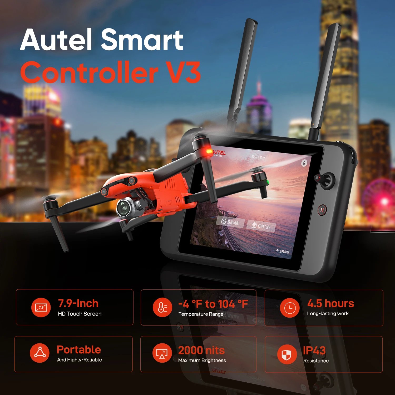 Autel Robotics EVO II Pro RTK V3 Centimeter-Level Positioning Drone 20MP Photo & 6K/30fps Video support Rectangular Missions